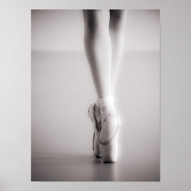 Ballet Pointe Shoes Sepia Tanzen Slippers Poster (Vorne)