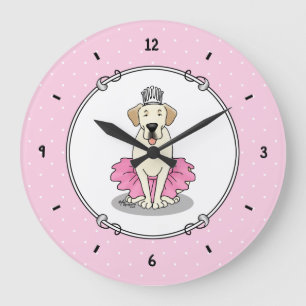 Ballet Princess Gelbe Labrador Labrador Retriever Große Wanduhr