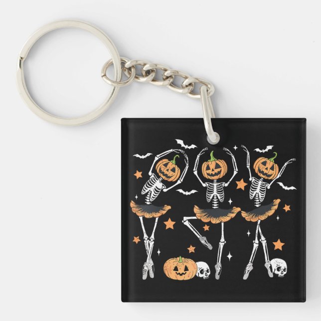 Ballet Pumpkin Skeleton Beängstigend Halloween Schlüsselanhänger (Vorderseite)
