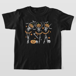 Ballet Pumpkin Skeleton Beängstigend Halloween T-Shirt