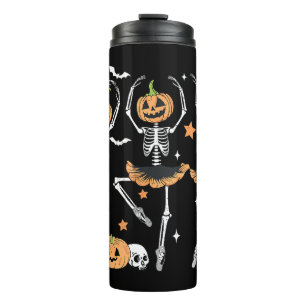 Ballet Pumpkin Skeleton Beängstigend Halloween Thermosbecher