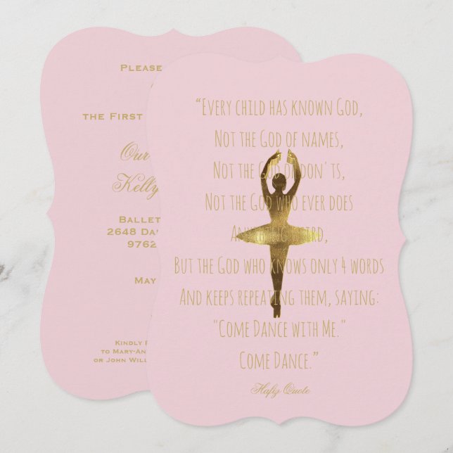 Ballet Recital Dancer Ballerina Quote Dance Event Einladung (Vorne/Hinten)