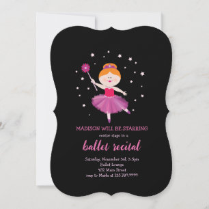 BALLET RECITAL Redhead Ballerina Tänzerin Einladun Einladung
