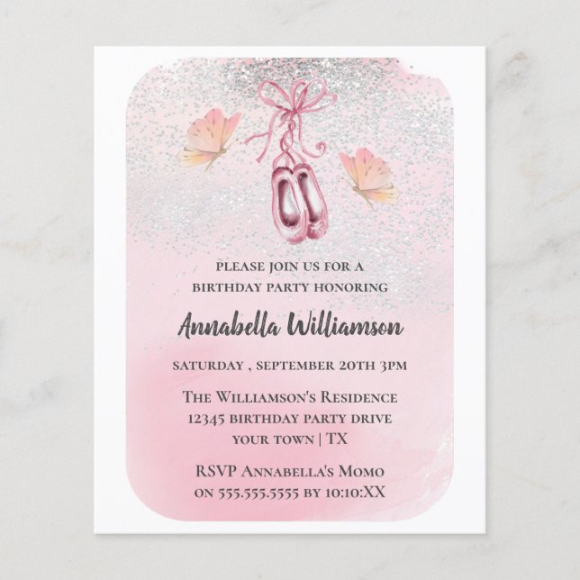 Ballet Shoes & Butterfly Geburtstagsparty (Vorderseite)