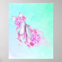 Ballet Shows Bows and Peonies in Pink Wasserfarben