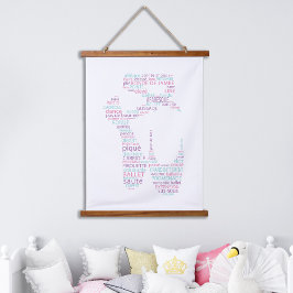 Ballet Showtypografie Pink und Aqua Wandteppich Mit Holzrahmen