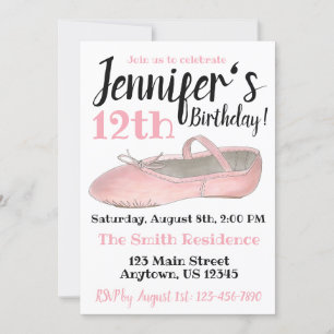 Ballet Slipper Dance Shoe Geburtstagsparty Erwägun Einladung