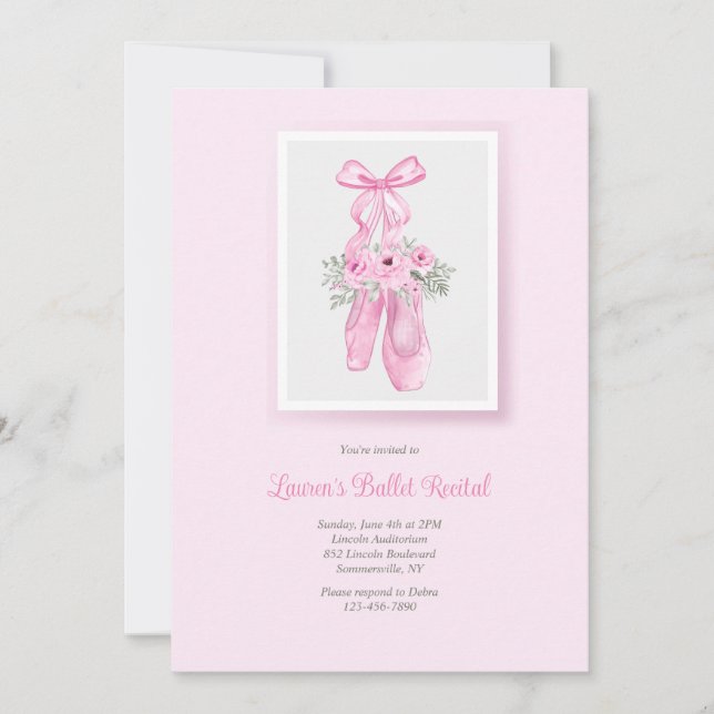 Ballet Slippers Erwägung Einladung (Vorderseite)