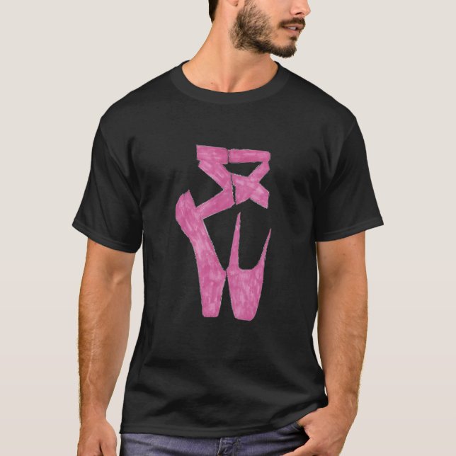 Ballet Slippers Handgezeichnetes Design T-Shirt (Vorderseite)