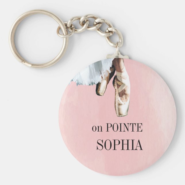 Ballet Slippers Pointe Persönliches Pink Schlüsselanhänger (Vorne)