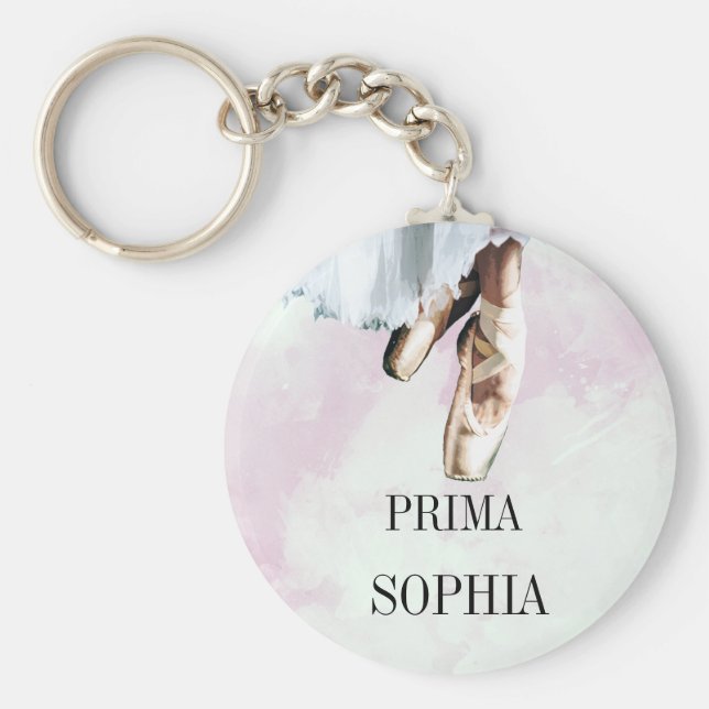 Ballet Slippers Pointe Persönliches Pink Schlüsselanhänger (Vorne)
