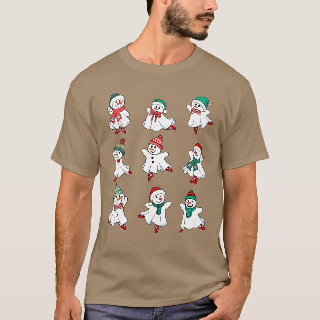 Ballet Snowman Weihnachtsgeschenk T-Shirt (Vorderseite)