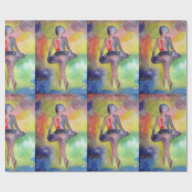 Ballet Space Art Glossage Wrapping Paper Geschenkpapier (Flach)