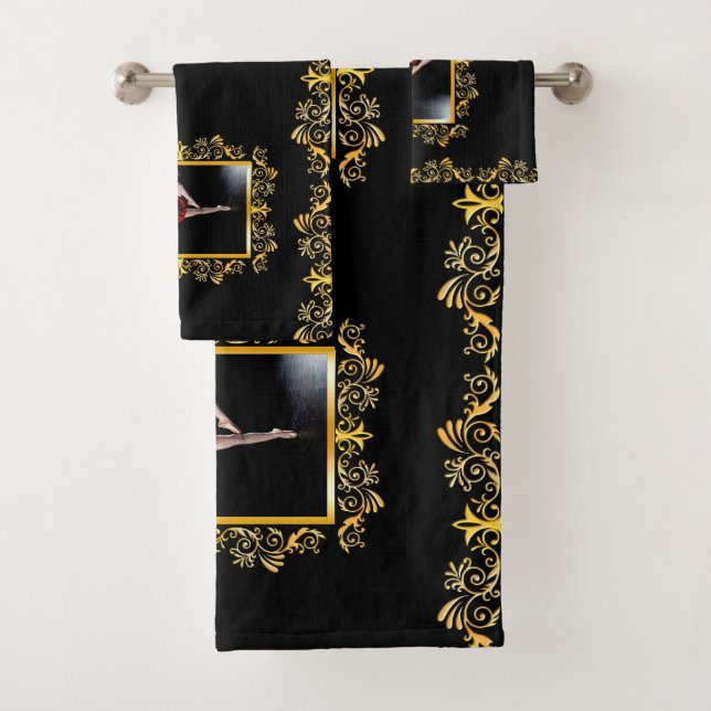  Ballet Stilvoll Elegante Gold Verschönert Badhandtuch Set (Insitu)