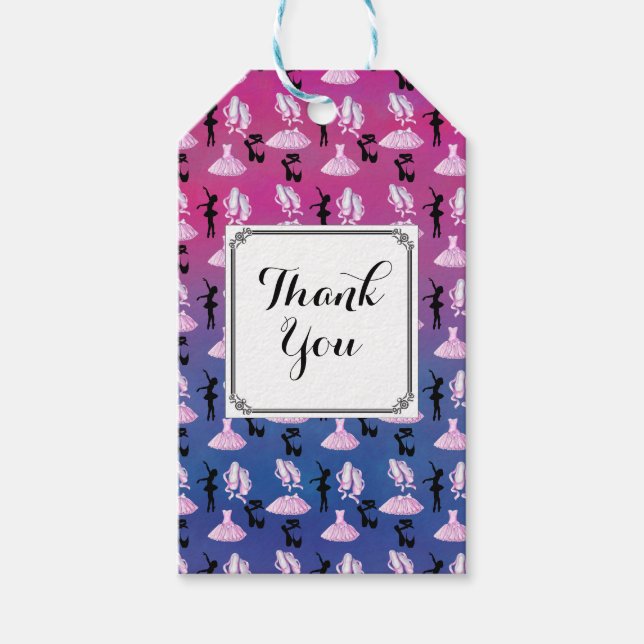 Ballet Theme Muster mit Tanzkleidung Danke Geschenkanhänger (Vorderseite)