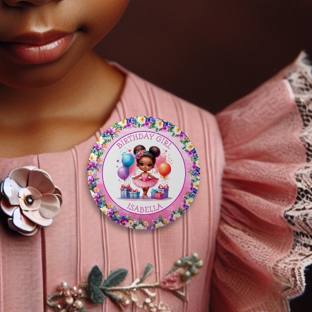 Ballet Themed Girl's Birthday Party Button (Von Creator hochgeladen)