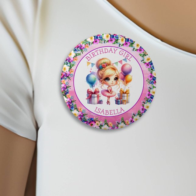 Ballet Themed Girl's Birthday Party Button (Von Creator hochgeladen)