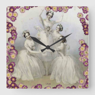 BALLET WALL CLOCK - DESIGNER CLOCKS - RUTELLI GIFT QUADRATISCHE WANDUHR
