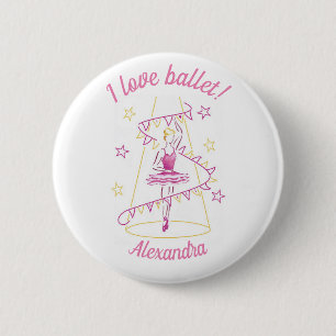 Ballet & Wimpel - Ich liebe Ballet Abzeichen Button