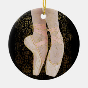 Ballet Zehenschuhe - Black Pink Gold Keramik Ornament
