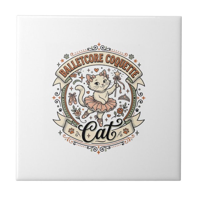 Balletcore Coquette Katze Balletcore Coquette Katz Fliese (Vorderseite)