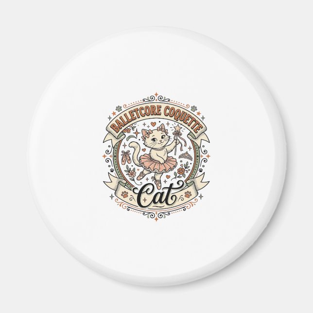 Balletcore Coquette Katze Balletcore Coquette Katz Magnet (Vorne)