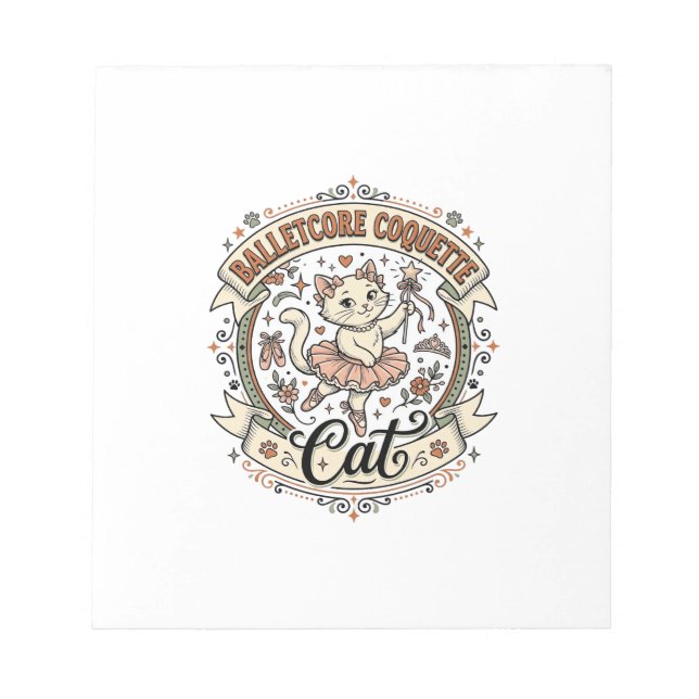 Balletcore Coquette Katze Balletcore Coquette Katz Notizblock (Vorderseite)
