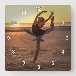 Ballett auf der Strand-Uhr Quadratische Wanduhr
