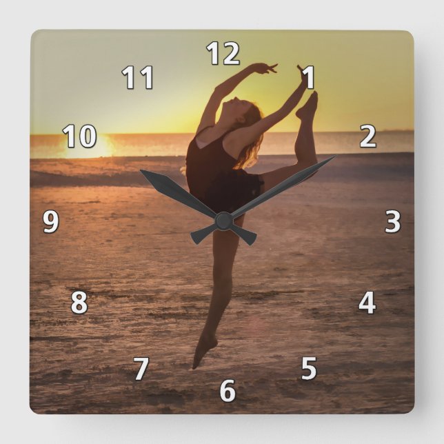 Ballett auf der Stranduhr Quadratische Wanduhr (Vorderseite)