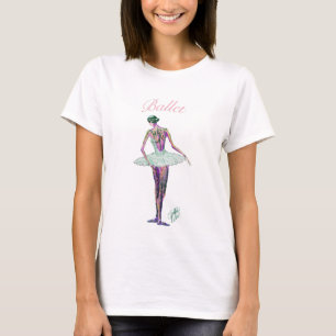 Ballett-Ballerina in weißem Tuturosa T - Shirt