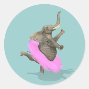 Ballett-Elefant en pointe Runder Aufkleber
