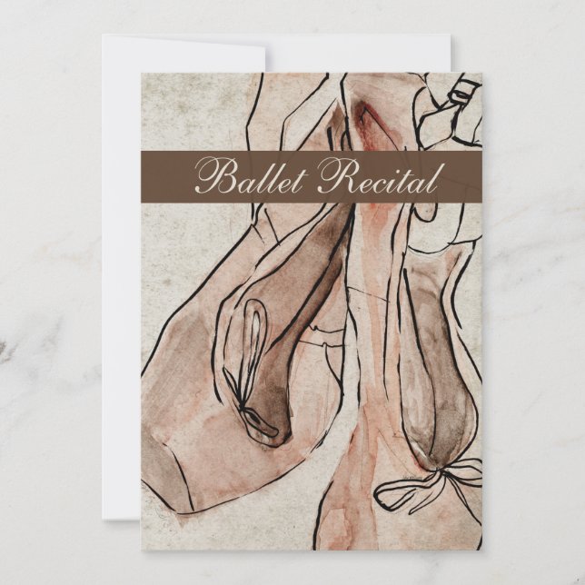 Ballett Erwägung, Rosa Ballerina Slipper Wasserfar Einladung (Vorderseite)