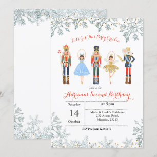 Ballett Glitzer Silver Birthday Einladen Nutcracke Einladung