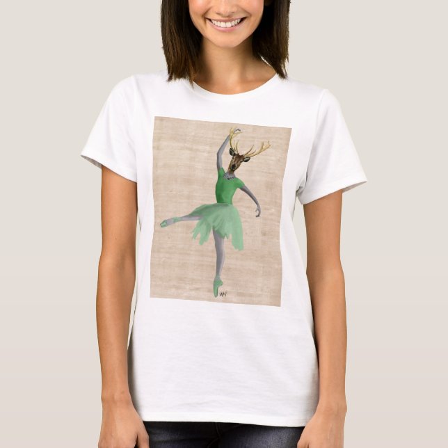 Ballett Hirsch in Grün 2 T-Shirt (Vorderseite)