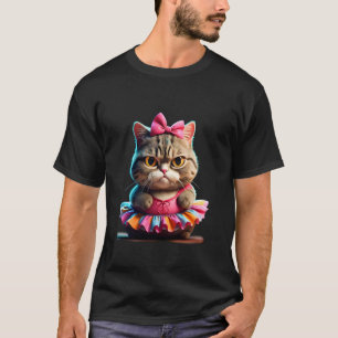 Ballett-Kitty-Katze mit großem Bauch, die ein Tutu T-Shirt