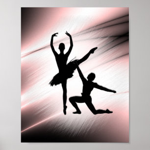 Ballett-Paar tanzt mit rosa Akzent Poster