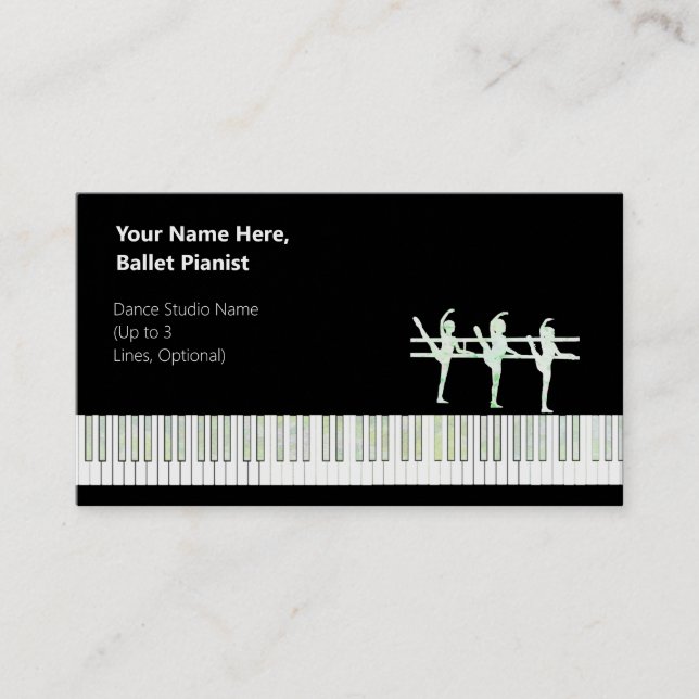 Ballett Pianist Iridescent Green Var. Glitzer Visitenkarte (Vorderseite)