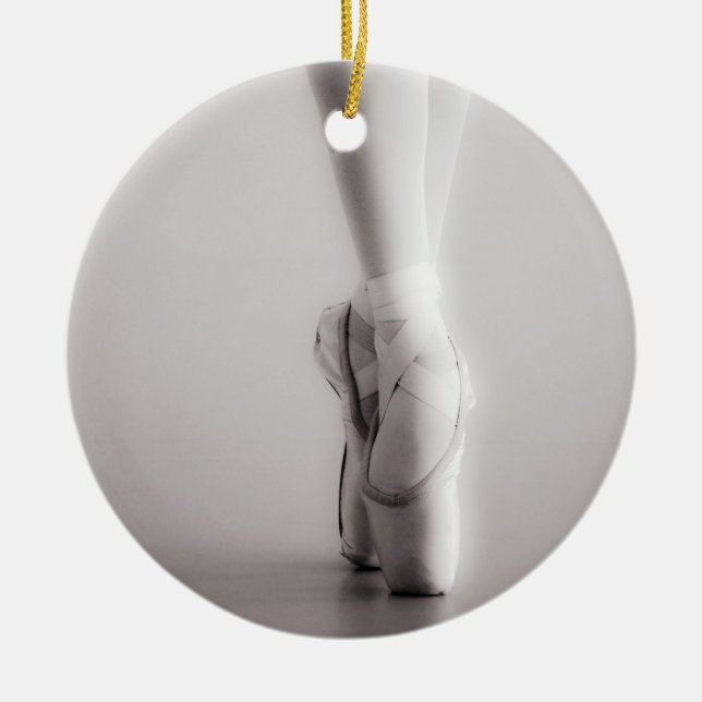 Ballett Pointe beschuht Sepia-Tanzen-Pantoffel Keramik Ornament (Vorne)