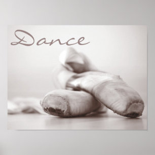 Ballett Pointe Schuhe auf Dance Floor-Schablone Poster