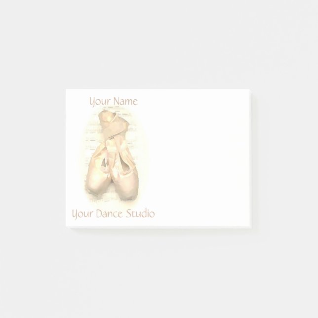 Ballett Pointe Schuhe malten personalisiert Post-it Klebezettel (Vorderseite)