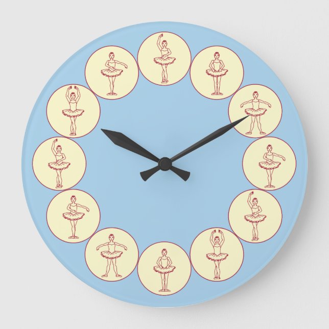 Ballett-Positionen Große Wanduhr (Vorderseite)