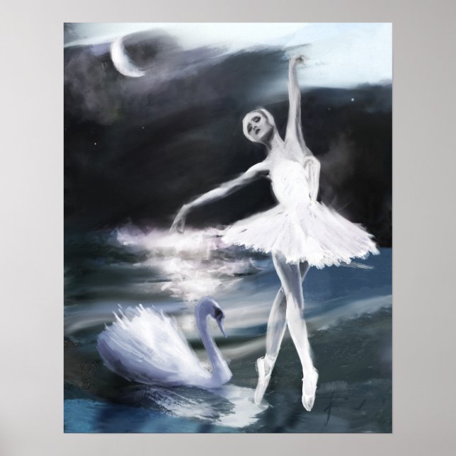Ballett Poster: Mondlicht auf dem Swan Lake Poster (Vorne)
