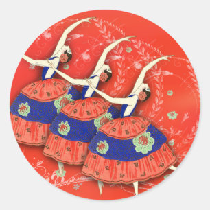 Ballett Printemps in den roten Runder Aufkleber