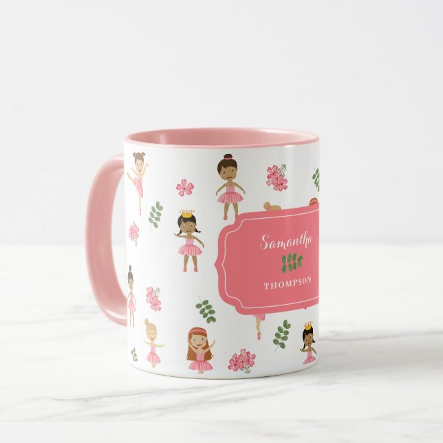 Ballett Rosa Ballerinas Tanzpattern Girl Tasse (Vorderseite Links)
