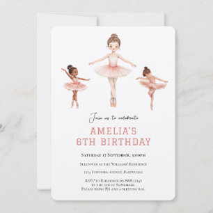 Ballett-Rosa-Tutu-Ballerina-Mädchen - 6. Geburtsta Einladung