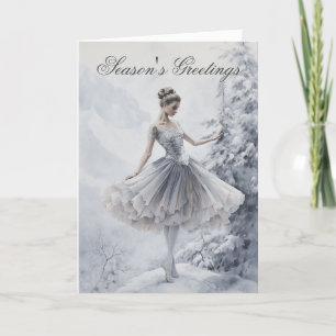 Ballett Schneekönigin Schneeflocke Ballerina Weihn Feiertagskarte
