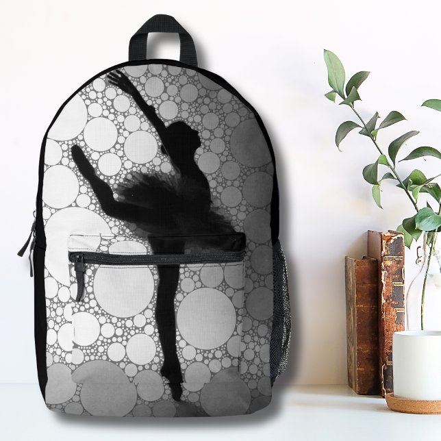 Ballett Schwarz-weiß Ballerina Bedruckter Rucksack (Cute Ombre Abstract Black White Dancing Ballerina Printed Backpack)