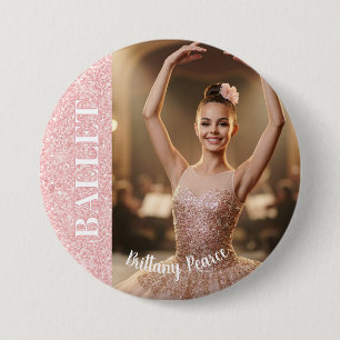 Ballett-Tanz-Button-Anstecknadel Roségold Glitter- Button