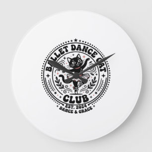 Ballett-Tanz-Katz-Haustierliebhaber-Shirt Kunst -  Große Wanduhr