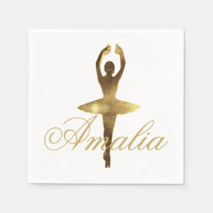 Ballett-Tanz-Party-Goldballerina addieren Namen Serviette